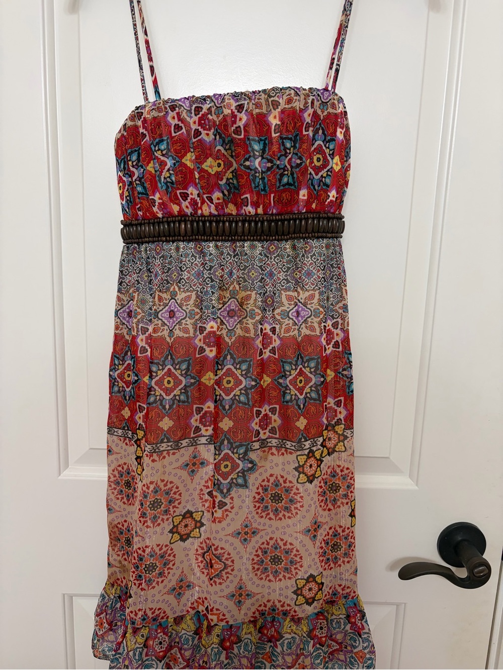 City Triangles Red Multi-Print Boho Maxi Dress